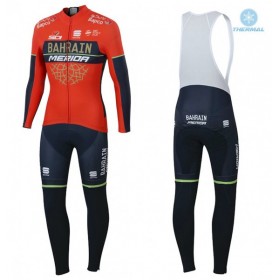 Tenue Cycliste Manches Longues et Collant à Bretelles Femme 2018 Bahrain Merida  Hiver Thermal Fleece N001